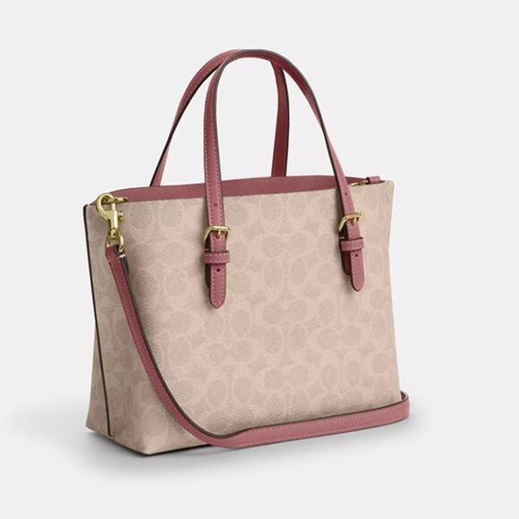 Last 1‼️Coach Mollie Tote Bag 25 Signature Canvas With Heart Charm CDF03 - Picture 2 of 10